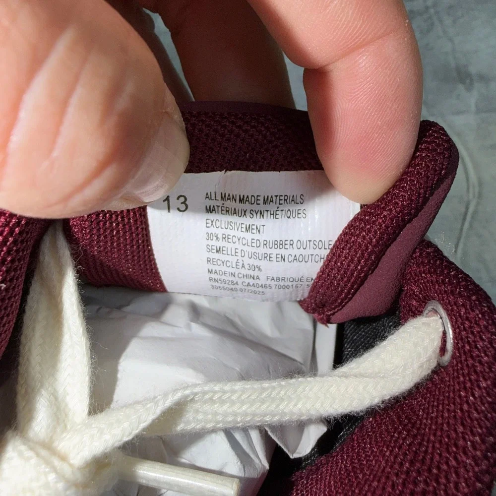 The Childrens Place Boys Burgundy Sneakers 3055040 Maroon White Gum Sole Size 13